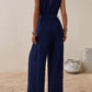 Tied Surplice Sleeveless Wide Leg Jumpsuit