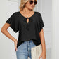 Eyelet Tie-Neck Flutter Sleeve Top