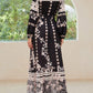Printed Round Neck Long Sleeve Maxi Dress with Pockets