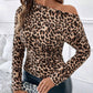 Leopard One Shoulder Long Sleeve T-Shirt