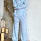 Turtleneck Long Sleeve Top and Drawstring Pants Sweater Set