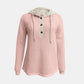 Full Size Waffle-Knit Contrast Long Sleeve Hoodie