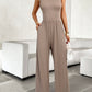 Round Neck Sleeveless Wide Leg Jumpsuit