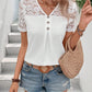 Lace V-Neck Short Sleeve Blouse