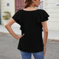 Full Size Ruffled V-Neck Short Sleeve Top