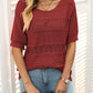 Openwork Round Neck Half Sleeve Knit Top