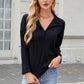 Texture Collared Neck Long Sleeve Blouse