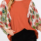 Printed Round Neck Balloon Sleeve Blouse