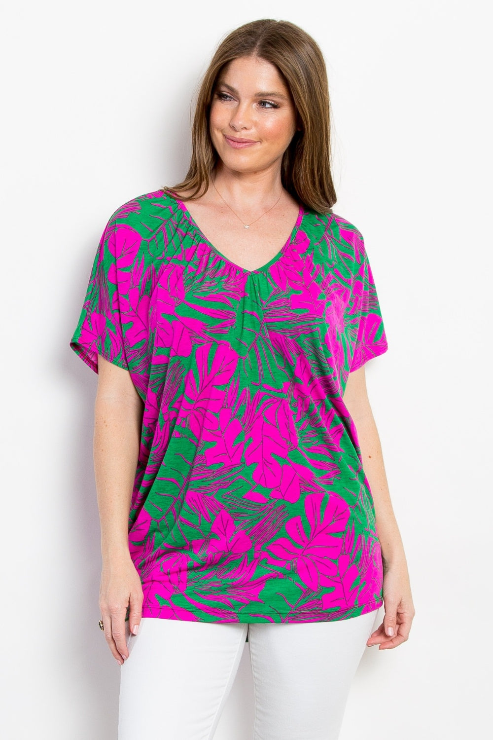 Be Stage Contrast Printed Short Sleeve Top *