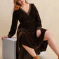 Plus Size Lace Detail V-Neck Long Sleeve Midi Dress