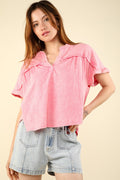 VERY J Nochted Short Sleeve Washed T-Shirt *