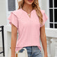 Full Size Eyelet Notched Flutter Sleeve T-Shirt