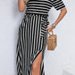 Slit Off-Shoulder Tie-Waist Midi Dress