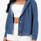Button Up Hooded Denim Top