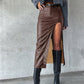 Slit Midi Skirt with Pockets