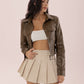 Collared Neck Snap Down Long Sleeve Jacket