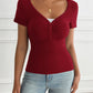 Devine Decorative Button Short Sleeve T-Shirt