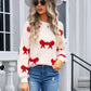 Bow Round Neck Dropped Shoulder Sweater