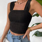 Full Size Textured Square Neck Wide Strap Tank