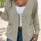Full Size Button Up V-Neck Long Sleeve Cardigan