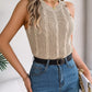 Cable-Knit Round Neck Vest