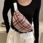 Plaid Wide Strap Crossbody Bag