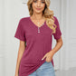 Decorative Button V-Neck T-Shirt