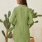Collared Neck Long Sleeve Mini Shirt Dress