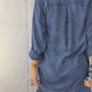 Full Size Raw Hem Button Up Long Sleeve Denim Top Plus Size