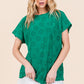 BOMBOM Textured Floral Pattern Short Sleeve T-Shirt