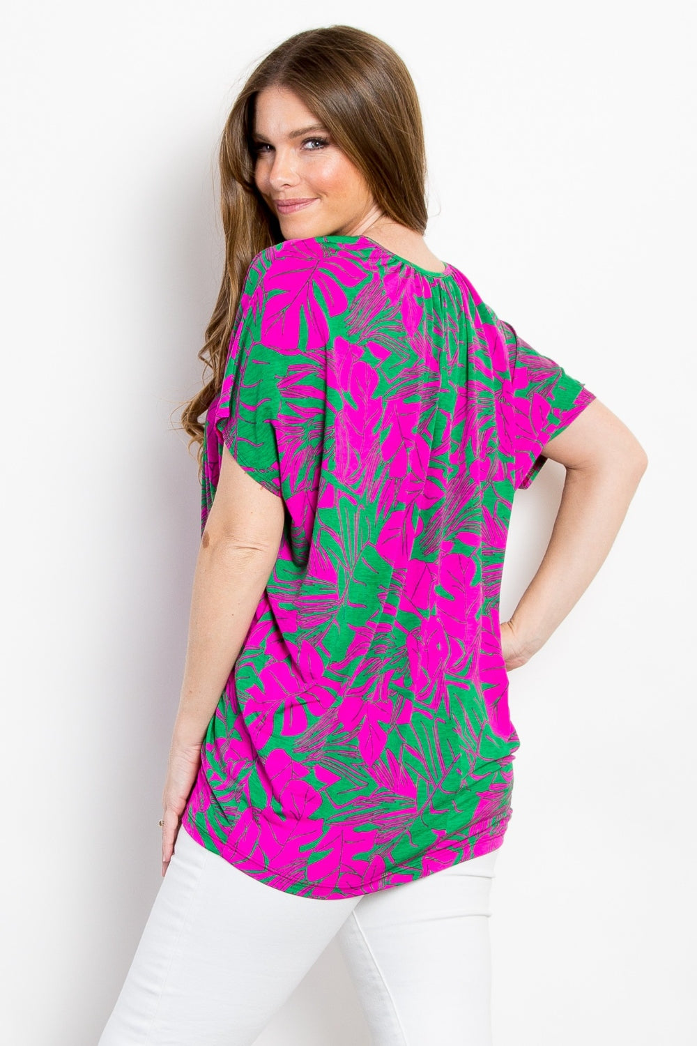 Be Stage Contrast Printed Short Sleeve Top *