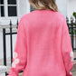 Angel Wings Flower Open Front Long Sleeve Cardigan