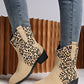 Leopard Suede Block Heel Boots