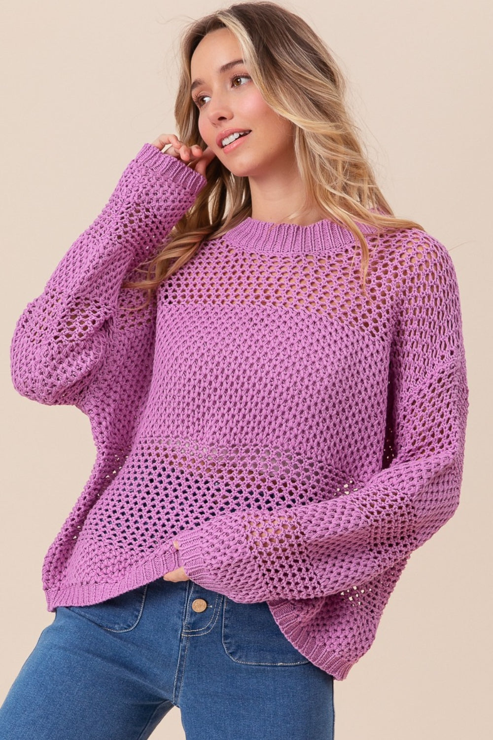 BiBi Openwork Long Sleeve Knit Top - Brand BiBi