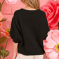 BiBi Metallic Letter Puff Sleeve Hairy Sweater - Brand BiBi