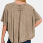 Zenana Washed Round Neck Drop Shoulder Cropped T-Shirt