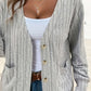 Full Size Button Up V-Neck Long Sleeve Cardigan