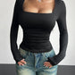 Square Neck Long Sleeve T-Shirt