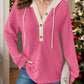 Full Size Waffle-Knit Contrast Long Sleeve Hoodie