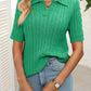 Mandy Cable Knit Johnny Collar Half Sleeve Sweater