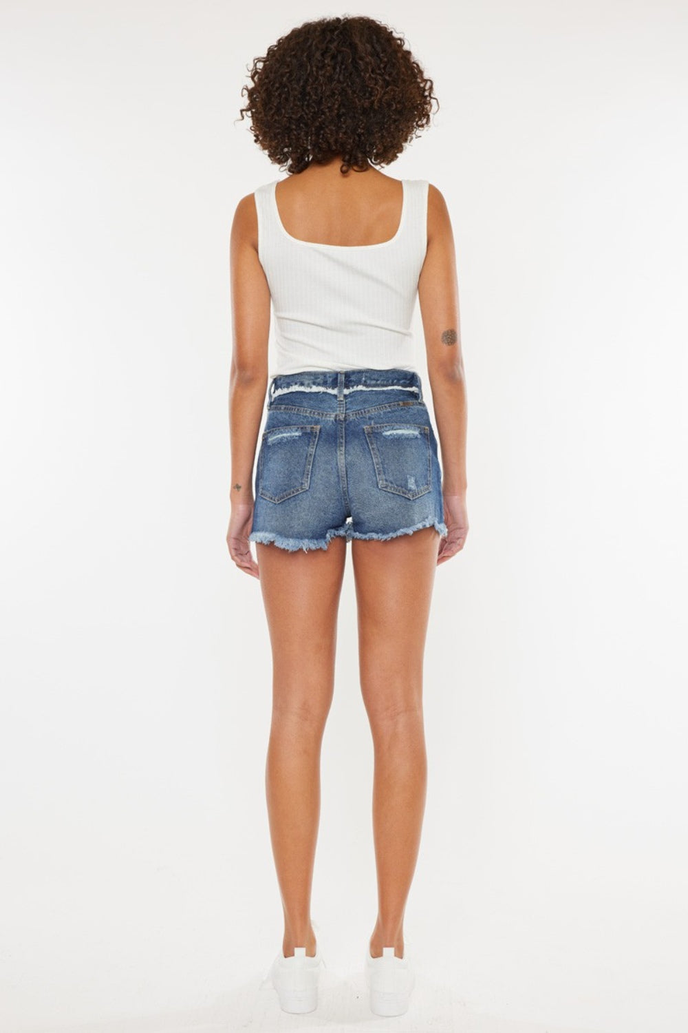 Kancan Distressed Button Fly Denim Shorts *