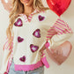 Valentine’s Day Sequin Heart Pattern Pink Long Sleeve Sweatshirt