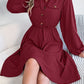 Collared Neck Long Sleeve Dress with Pockets
