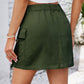 Full Size Pocketed Buttoned Denim Skirt