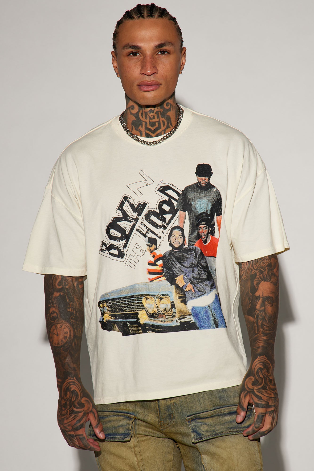 Boyz N The Hood Lowrider Oversized Short Sleeve Tee - Off White