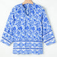 Printed Tie Neck Three-Quarter Sleeve Blouse