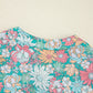 Printed Notched Short Sleeve Blouse