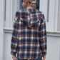 Plaid Button Up Long Sleeve Hooded Jacket