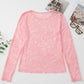 Lace Flower Round Neck Long Sleeve Top