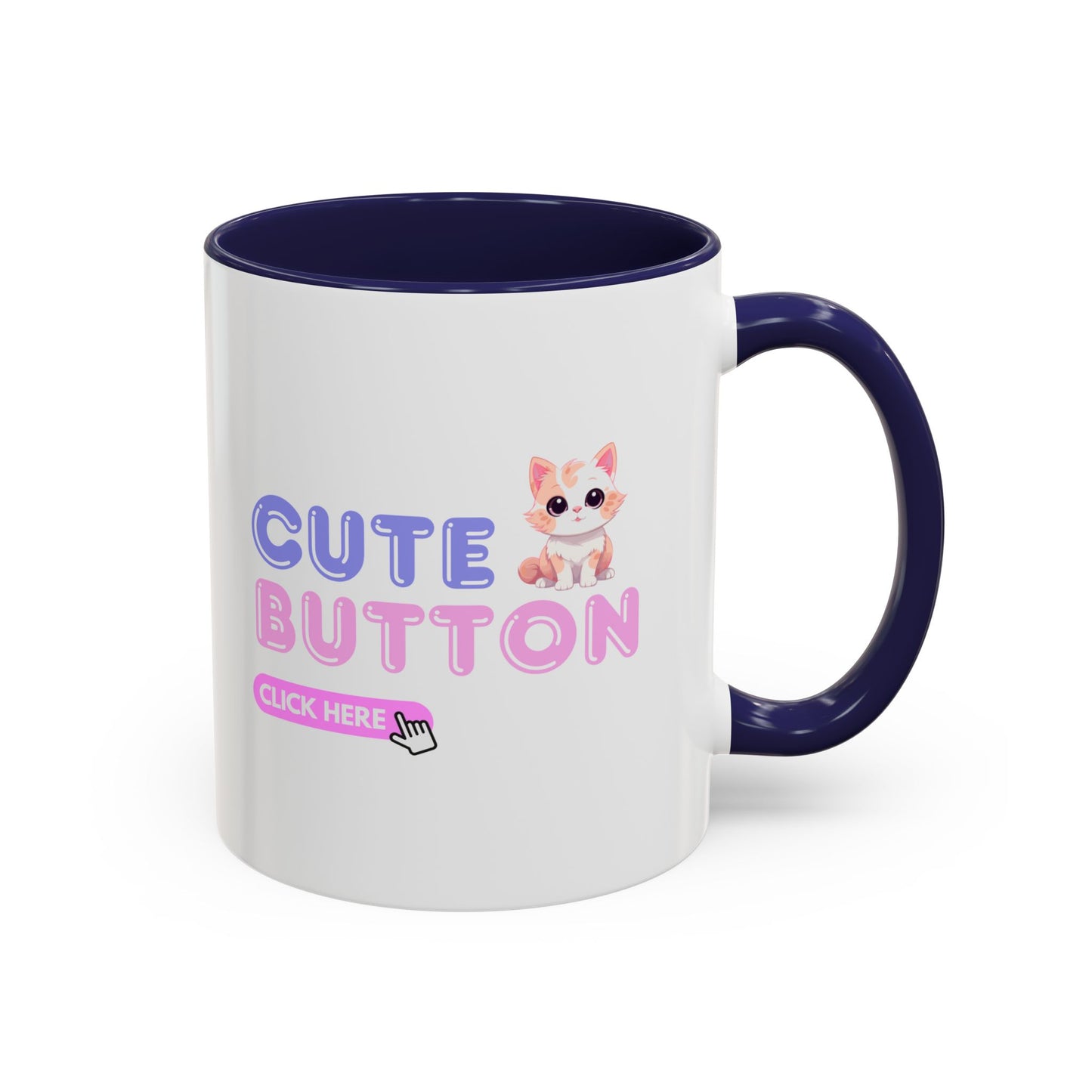 Cute Button Click Here Accent Coffee Mug (11, 15oz) | Made to Order